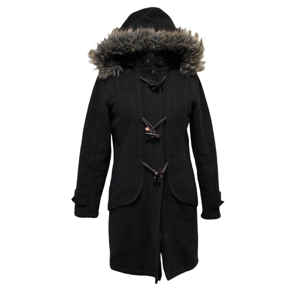 Spiewak & Sons Parka Coat Size Medium Gray Wool Faux Fur Collar